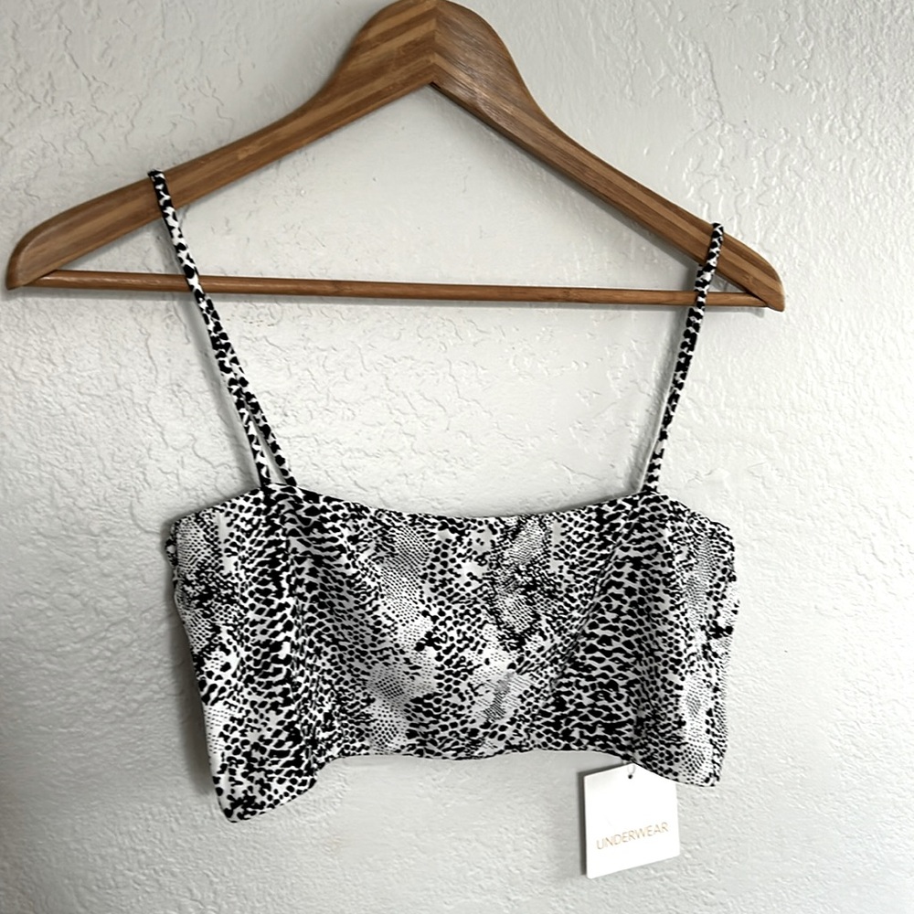Mai Mod bikini top, black and white python, XL swim top, new with tags